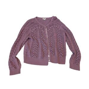 Sundance Womens Caravane Cardigan L Lavender Lilac Knit Crochet Soft Cottagecore